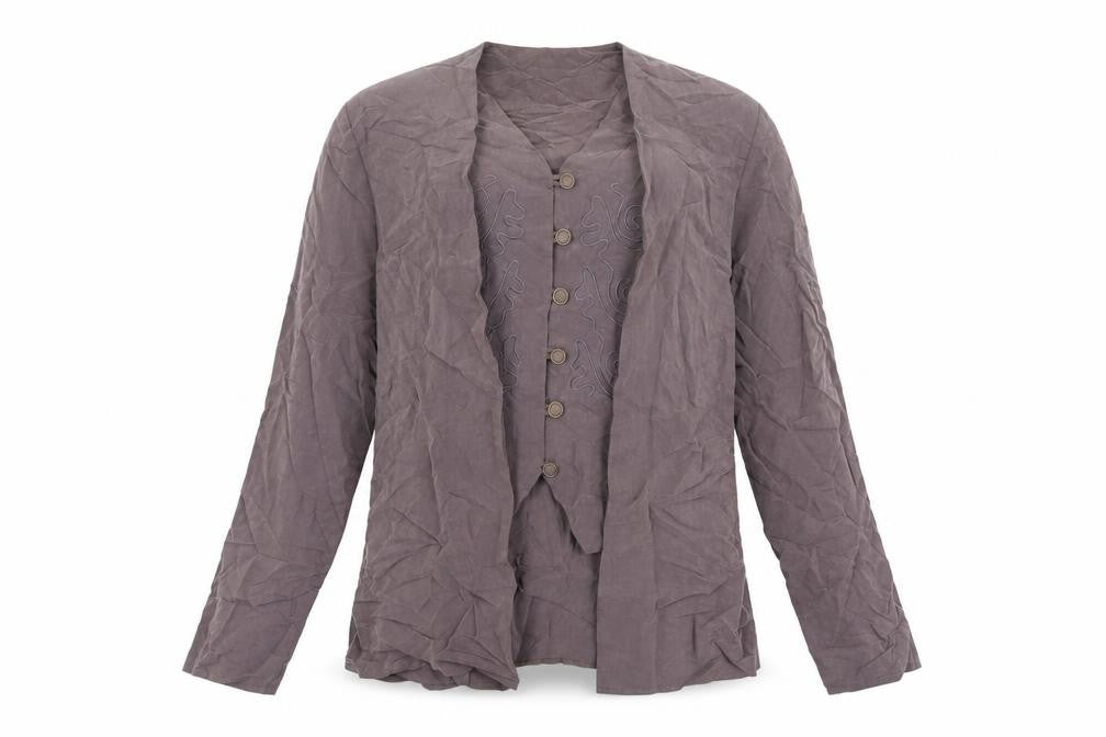 C&A Womens Grey Modal Basic Button-Up Size 12 V-Neck