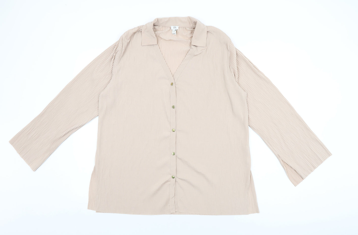 River Island Womens Pink Polyester Basic Button-Up Size 12 Collared
