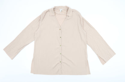 River Island Womens Pink Polyester Basic Button-Up Size 12 Collared