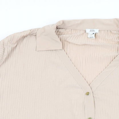 River Island Womens Pink Polyester Basic Button-Up Size 12 Collared