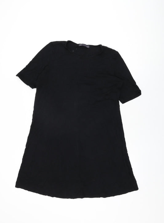 Marks and Spencer Womens Black Viscose Shift Size 14 Round Neck Pullover