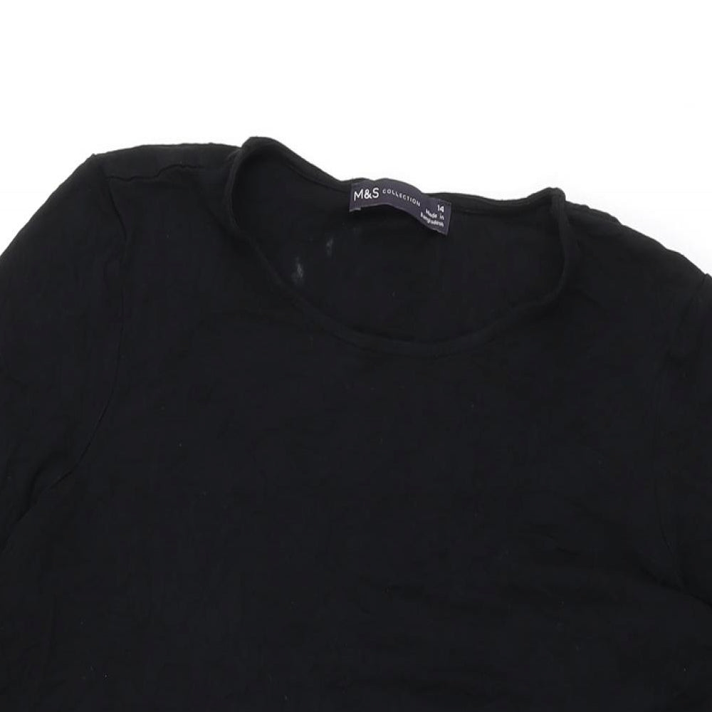 Marks and Spencer Womens Black Viscose Shift Size 14 Round Neck Pullover