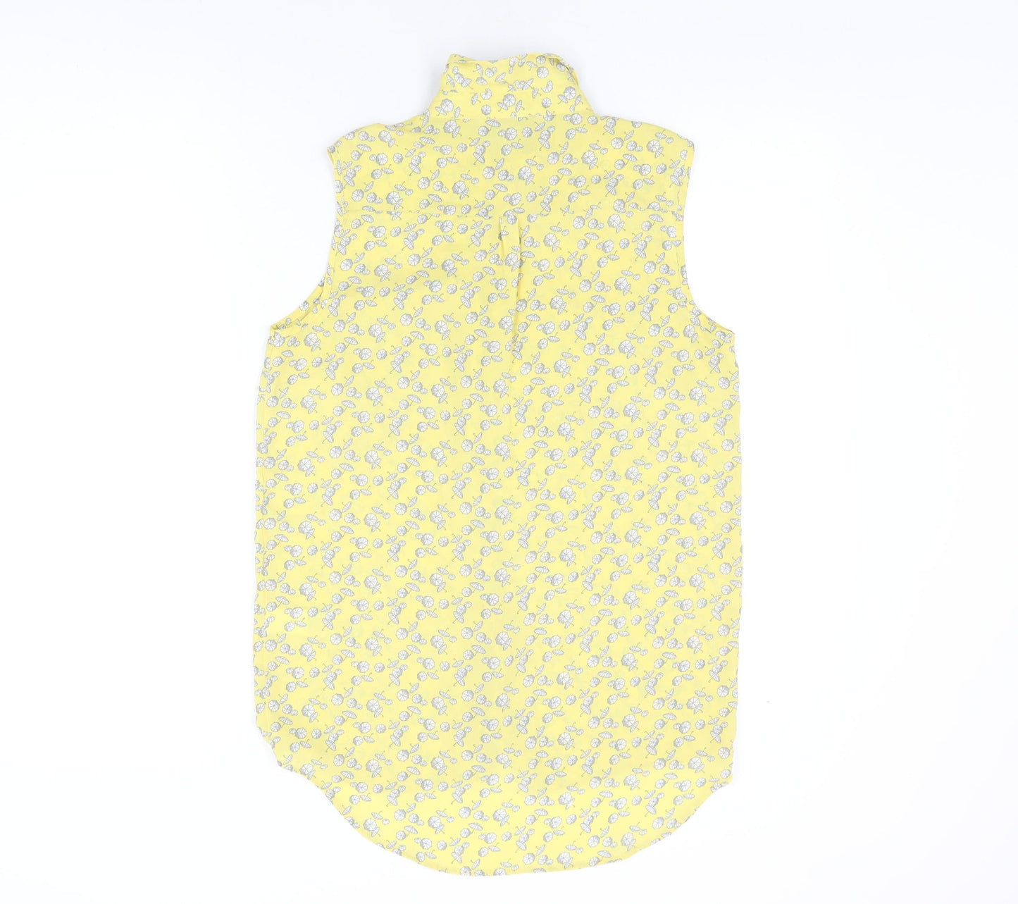 NEXT Womens Yellow Geometric Polyester Basic Button-Up Size 10 Collared