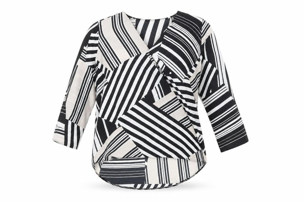 M&Co Womens Multicoloured Geometric Polyester Basic Blouse Size 10 V-Neck