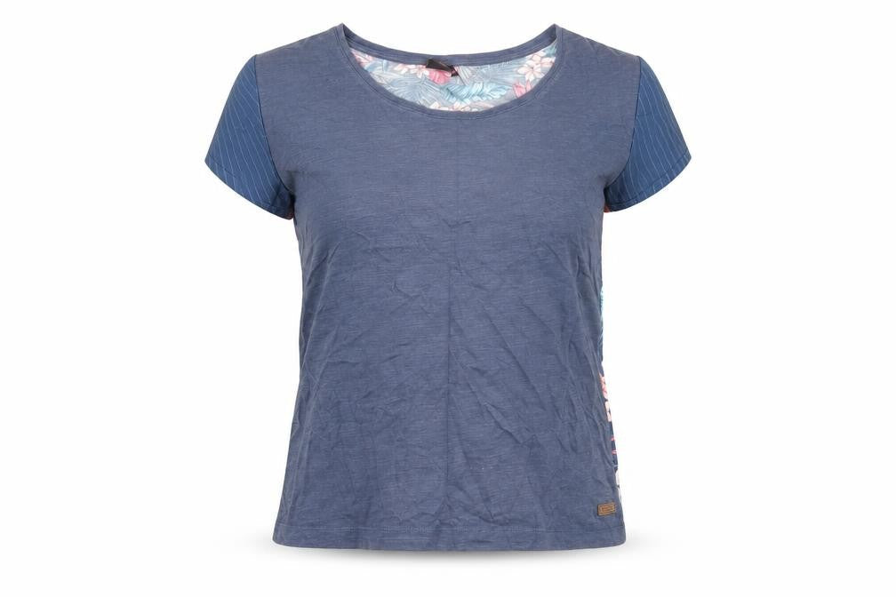 Protest Womens Blue Floral Viscose Basic T-Shirt Size XS Round Neck