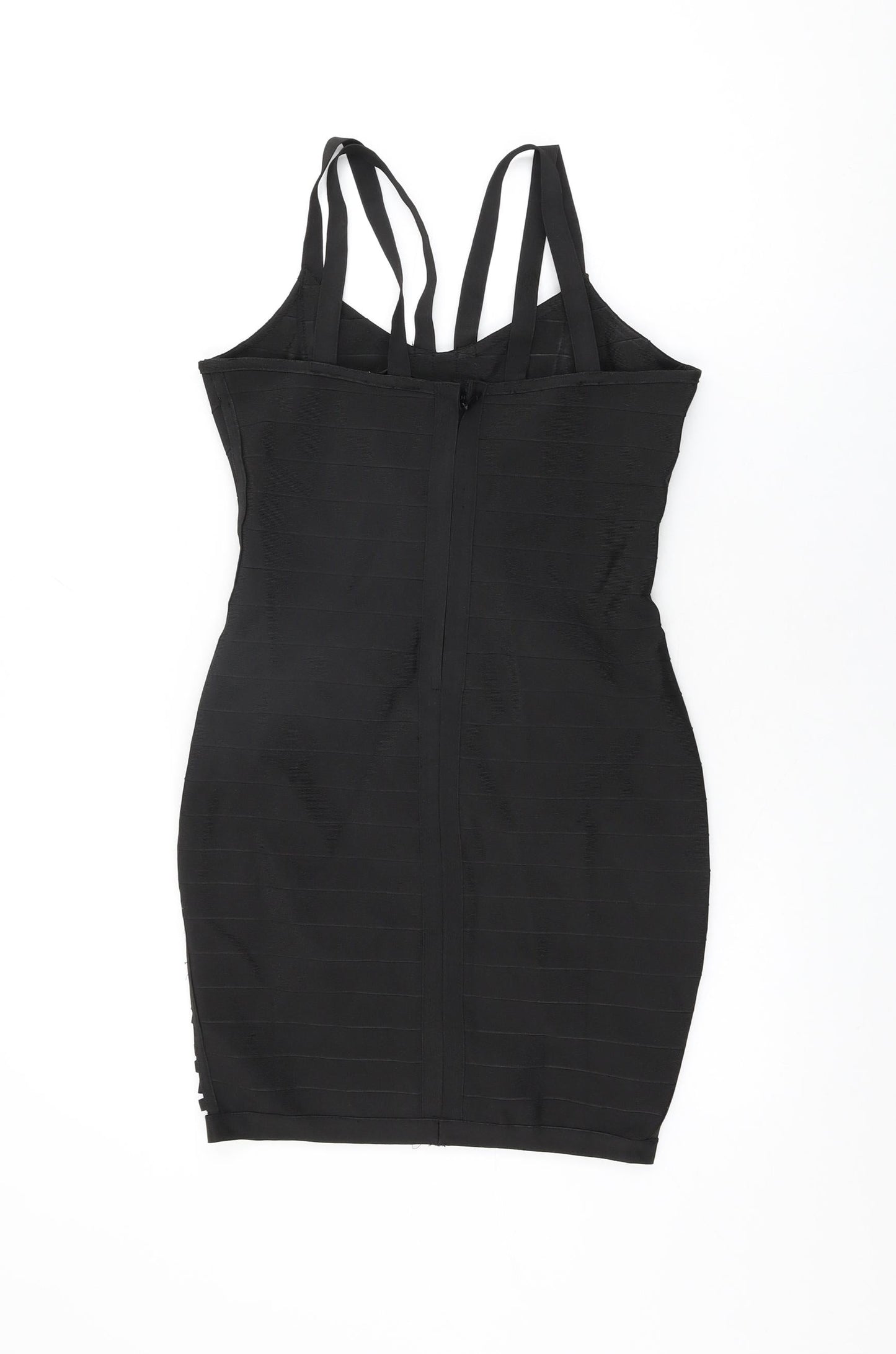 Missguided Womens Black Polyester Bodycon Size M V-Neck Zip