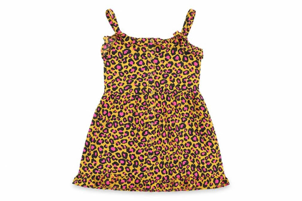 NEXT Girls Yellow Animal Print Polyester Skater Dress Size 12 Years V-Neck Pullover