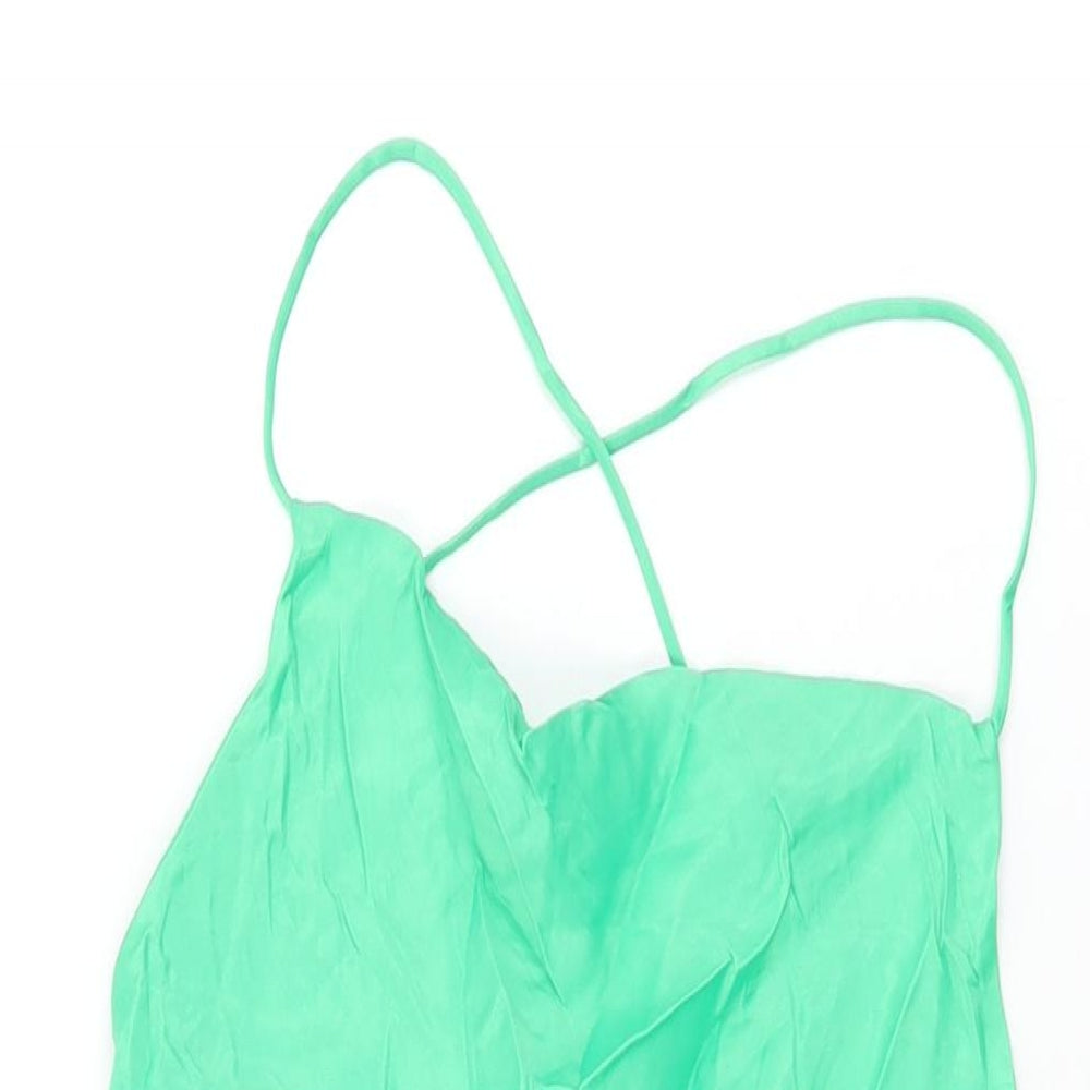 Zara Womens Green Viscose Camisole T-Shirt Size XS Cowl Neck