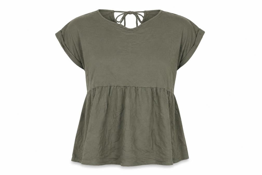 Pep&Co Womens Green Nylon Basic T-Shirt Size XL Round Neck