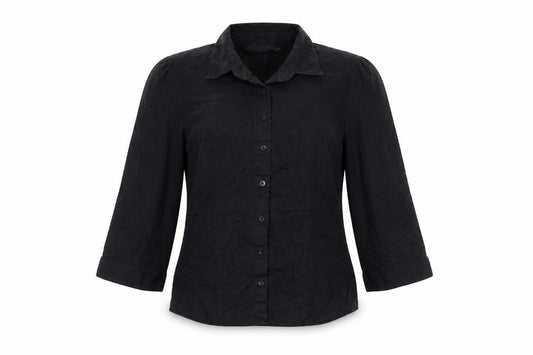 Marks and Spencer Womens Black Polyester Basic Button-Up Size 12 Collared
