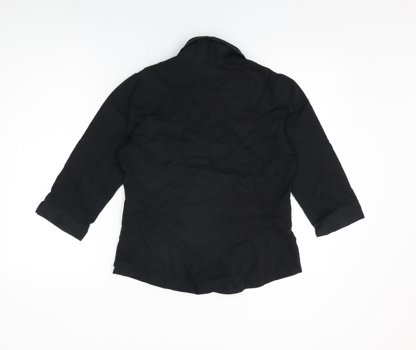 Marks and Spencer Womens Black Polyester Basic Button-Up Size 12 Collared
