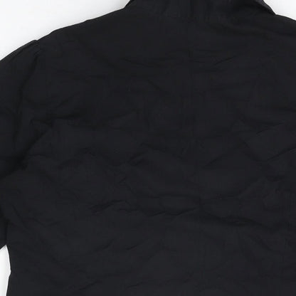 Marks & Spencer Womens Black Polyester Basic Button-Up Size 12 Collared
