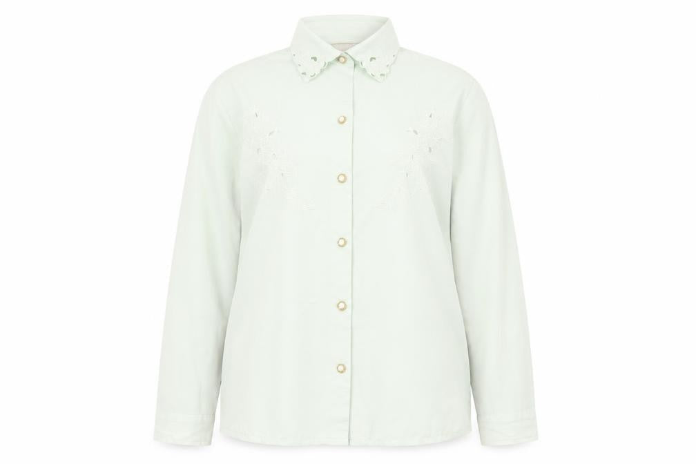 Daxon Womens Green Polyester Basic Button-Up Size 16 Collared