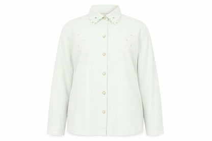Daxon Womens Green Polyester Basic Button-Up Size 16 Collared