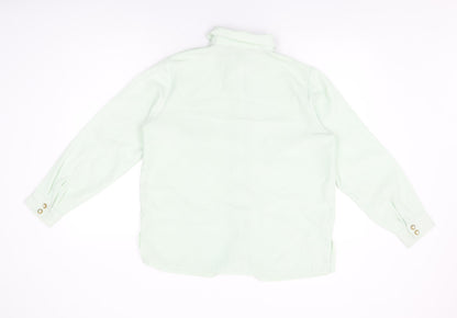 Daxon Womens Green Polyester Basic Button-Up Size 16 Collared