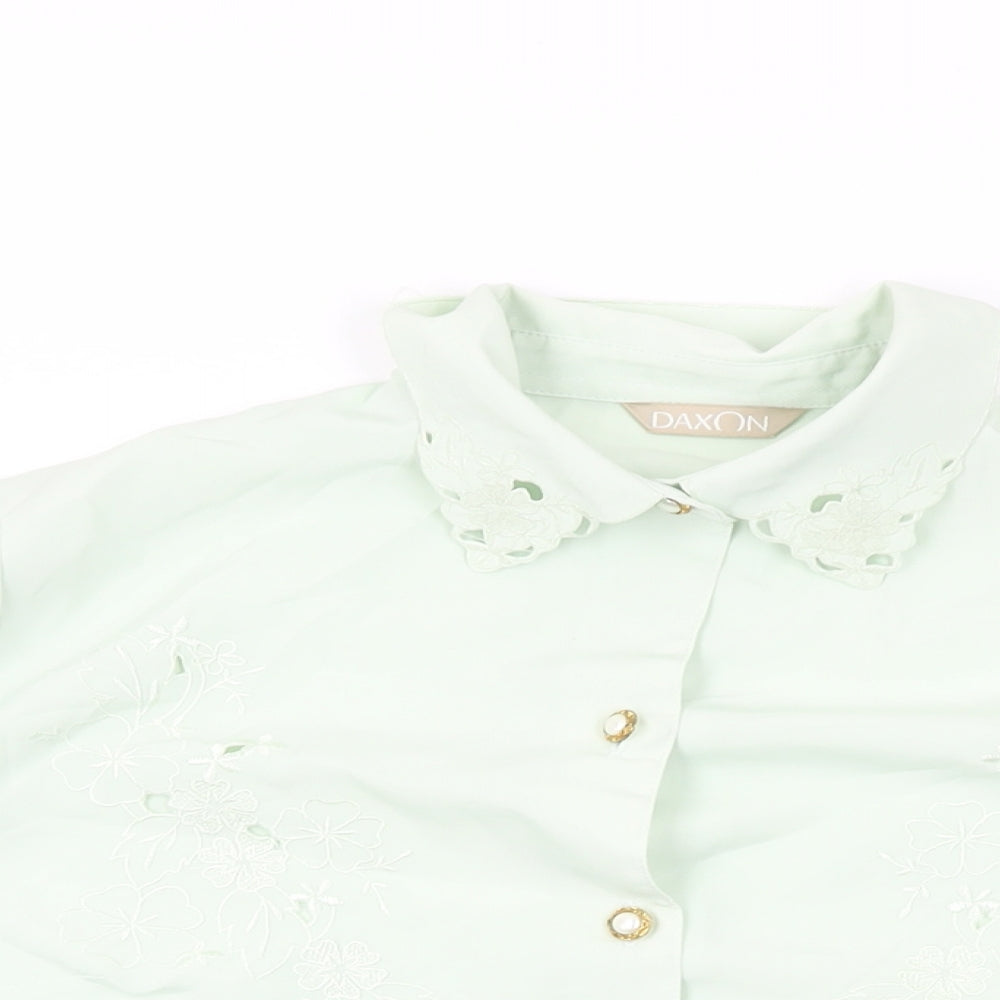Daxon Womens Green Polyester Basic Button-Up Size 16 Collared
