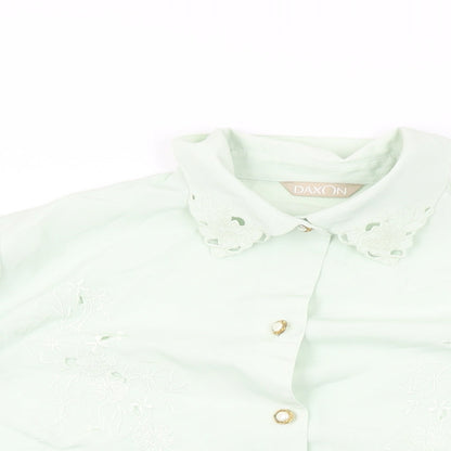 Daxon Womens Green Polyester Basic Button-Up Size 16 Collared