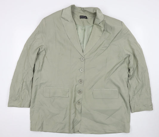 PRETTYLITTLETHING Womens Green Jacket Blazer Size 12 Button - Shoulder Pads