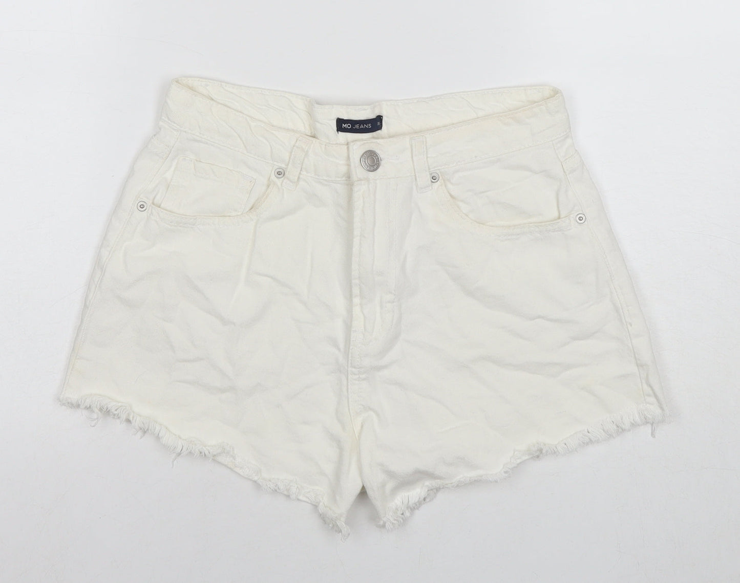 Mo Jeans Womens White Cotton Cut-Off Shorts Size 10 L3 in Regular Zip