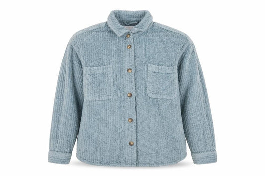 Front view of ASOS women’s blue jacket, size UK 12, button