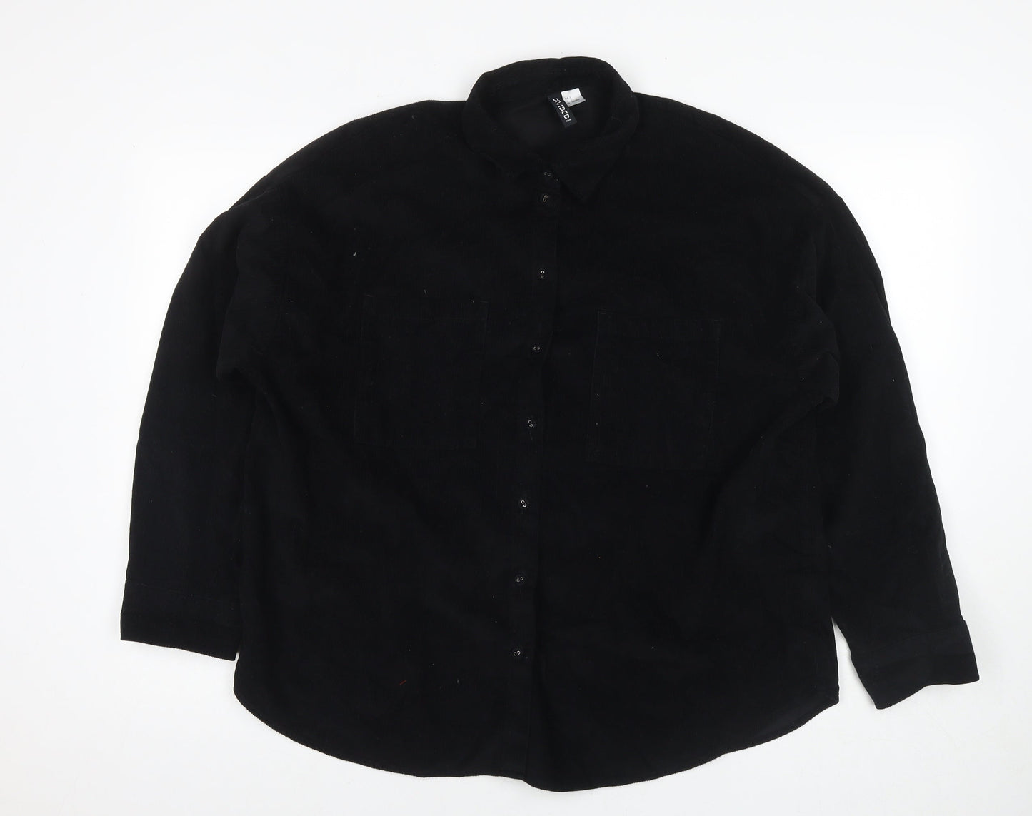Divided by H&M Mens Black Cotton Button-Up Size S Collared Button