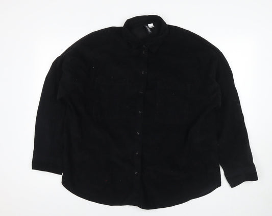 Divided by H&M Mens Black Cotton Button-Up Size S Collared Button
