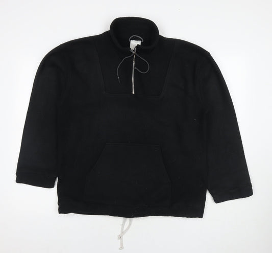 Casual Womens Black Polyester Pullover Sweatshirt Size 10 Zip - Size 10-12