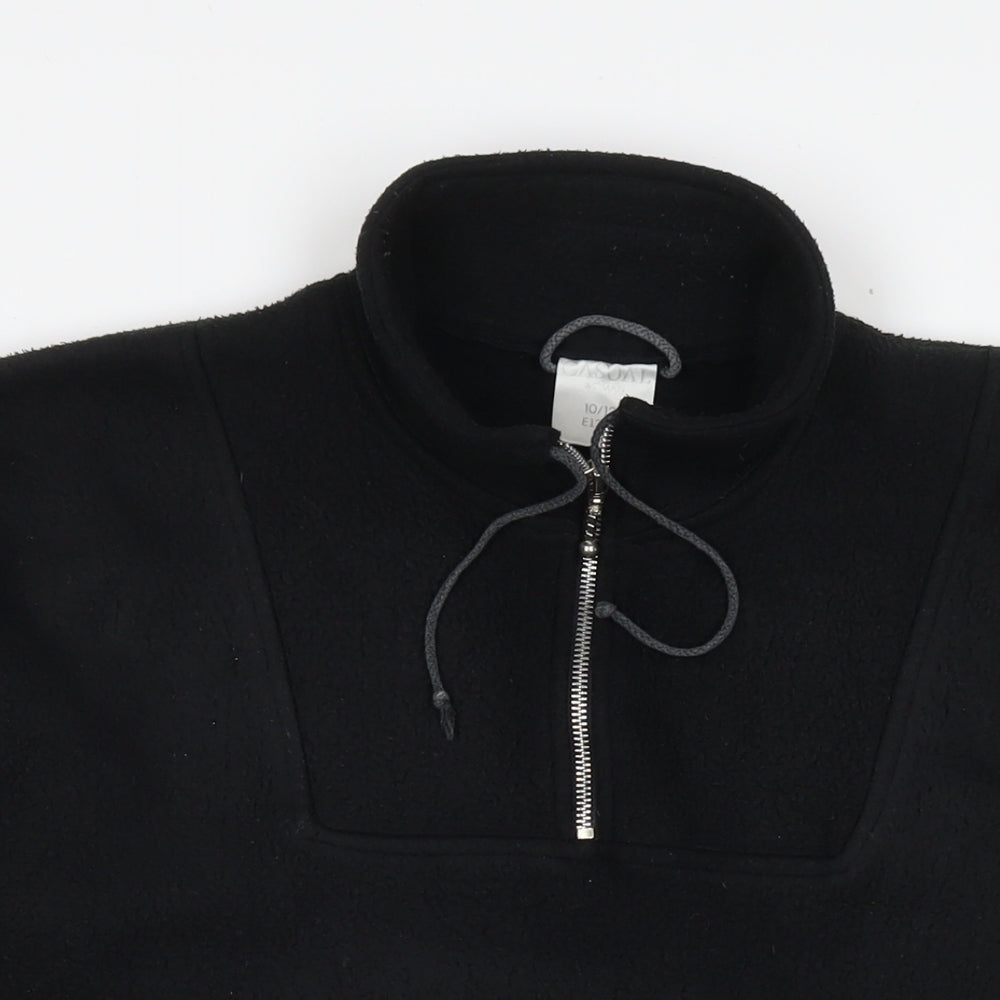 Casual Womens Black Polyester Pullover Sweatshirt Size 10 Zip - Size 10-12