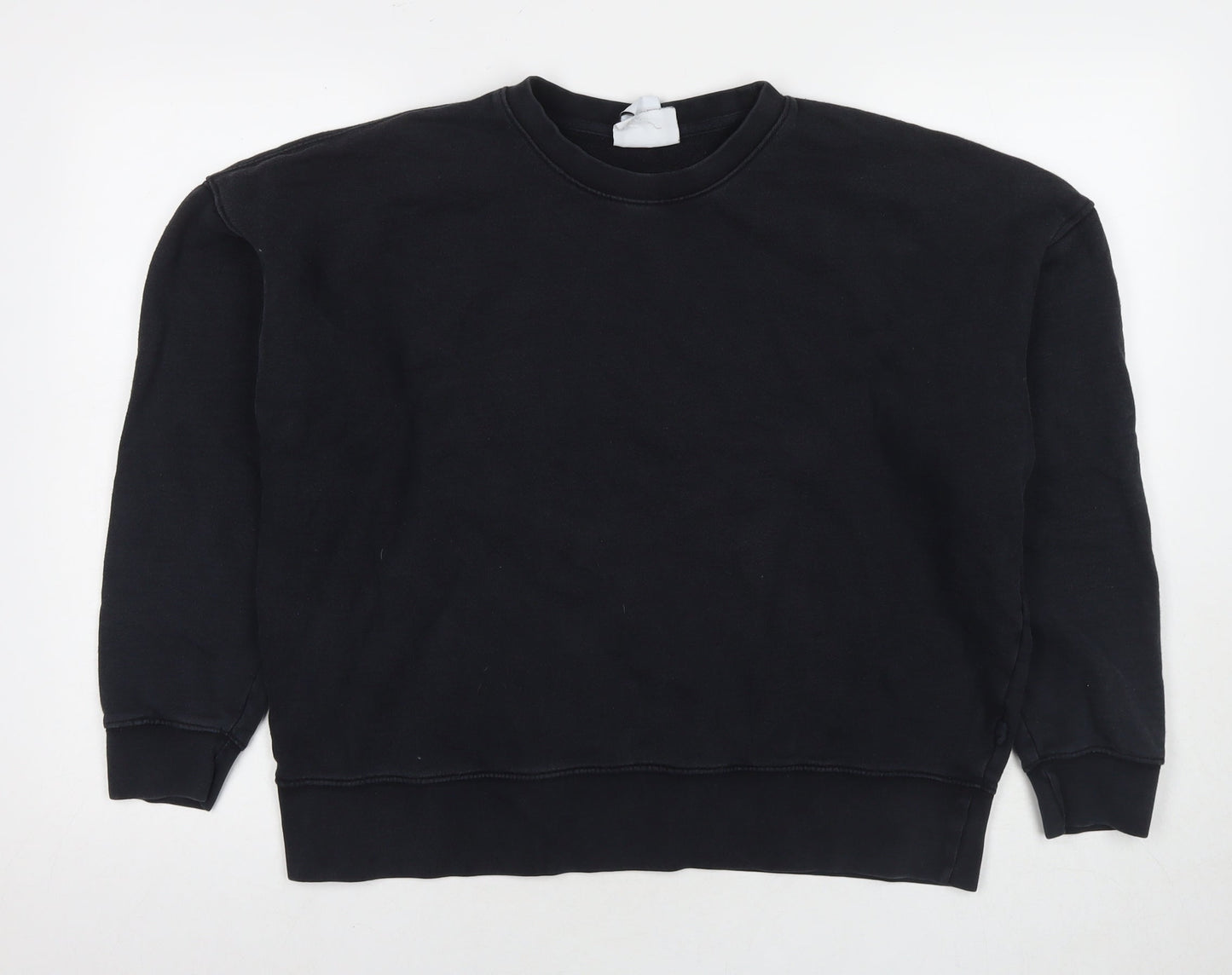 Zara Womens Black Cotton Pullover Sweatshirt Size L Pullover