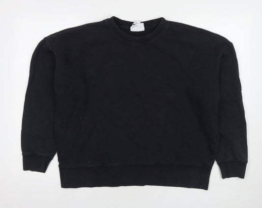 Zara Womens Black Cotton Pullover Sweatshirt Size L Pullover