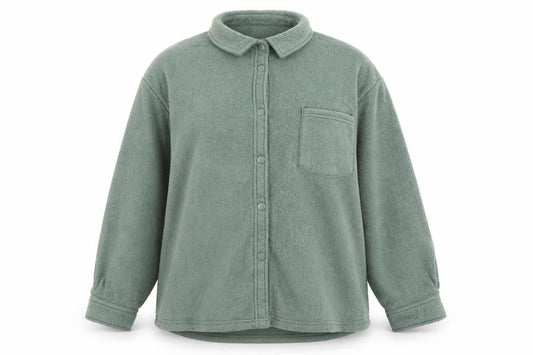 Front view of ASOS women’s green jacket, size UK 16, snap
