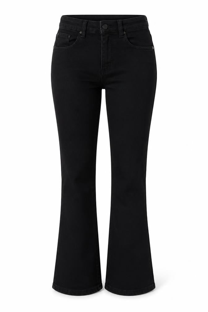 Autu Zcci Womens Black Cotton Blend Bootcut Jeans Size M L24 in Regular Zip