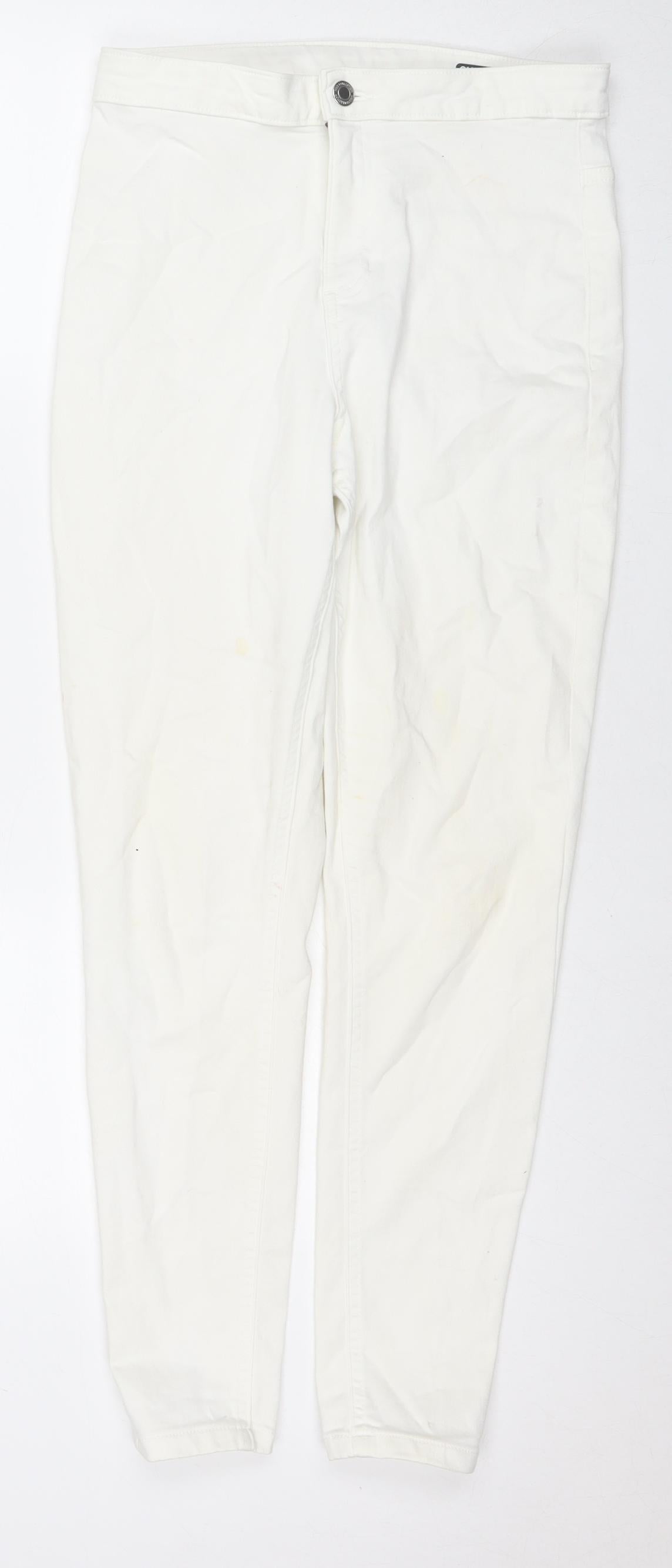Marks and Spencer Womens White Cotton Skinny Jeans Size 12 L27 in Regular Zip