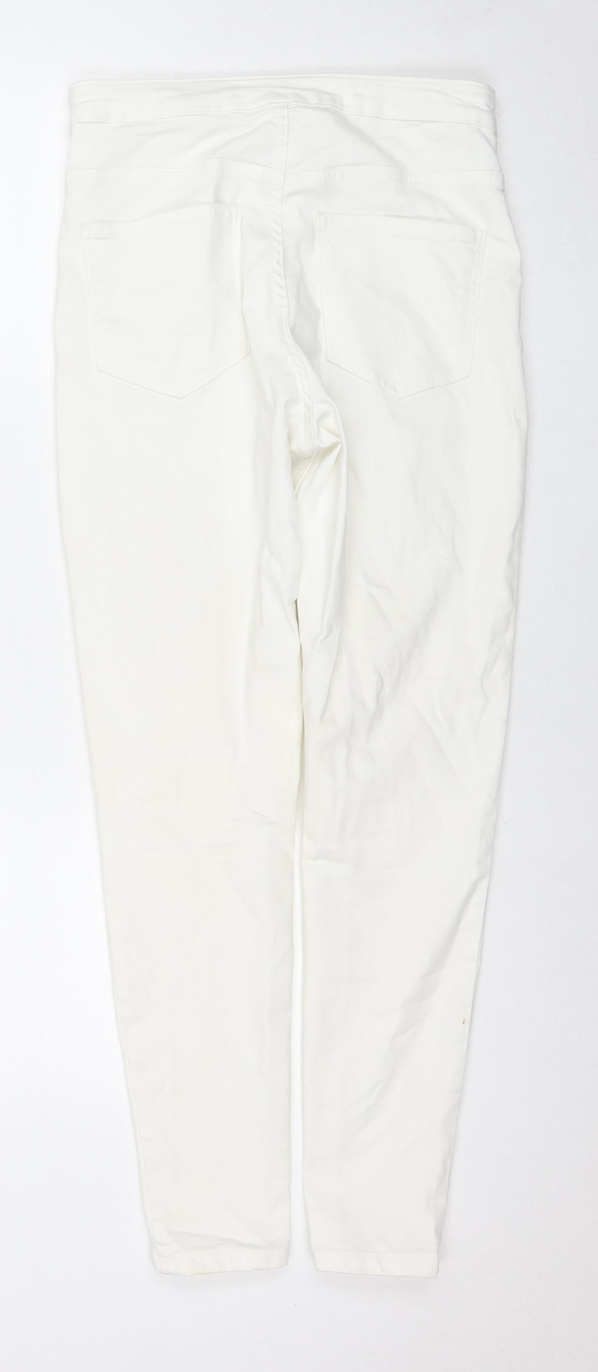 Marks and Spencer Womens White Cotton Skinny Jeans Size 12 L27 in Regular Zip