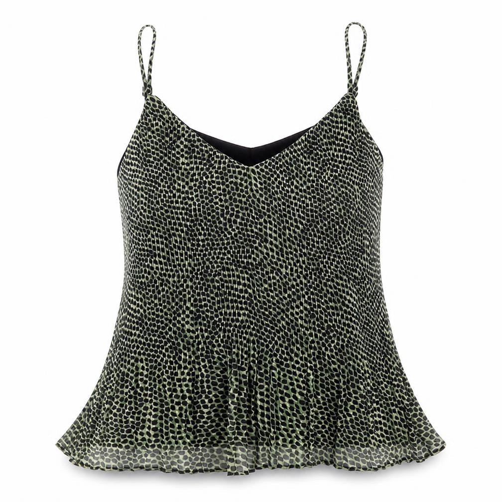 Topshop Womens Green Animal Print Polyester Camisole Tank Size 10 V-Neck