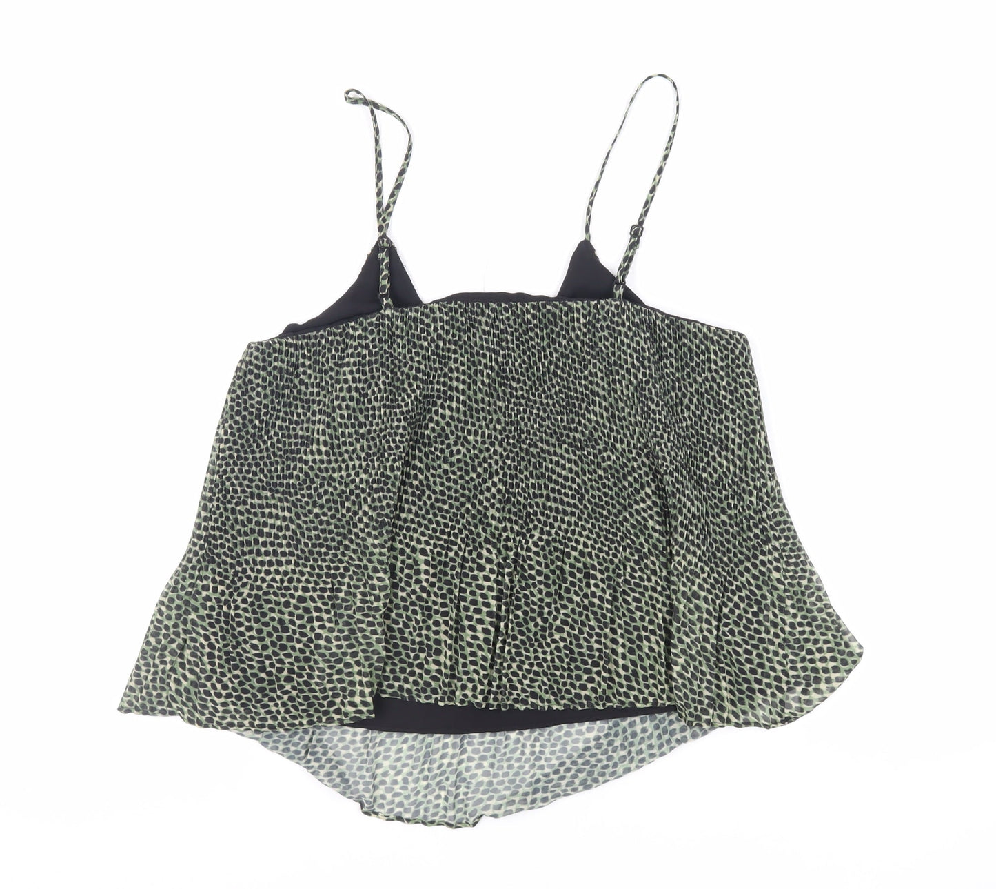 Topshop Womens Green Animal Print Polyester Camisole Tank Size 10 V-Neck
