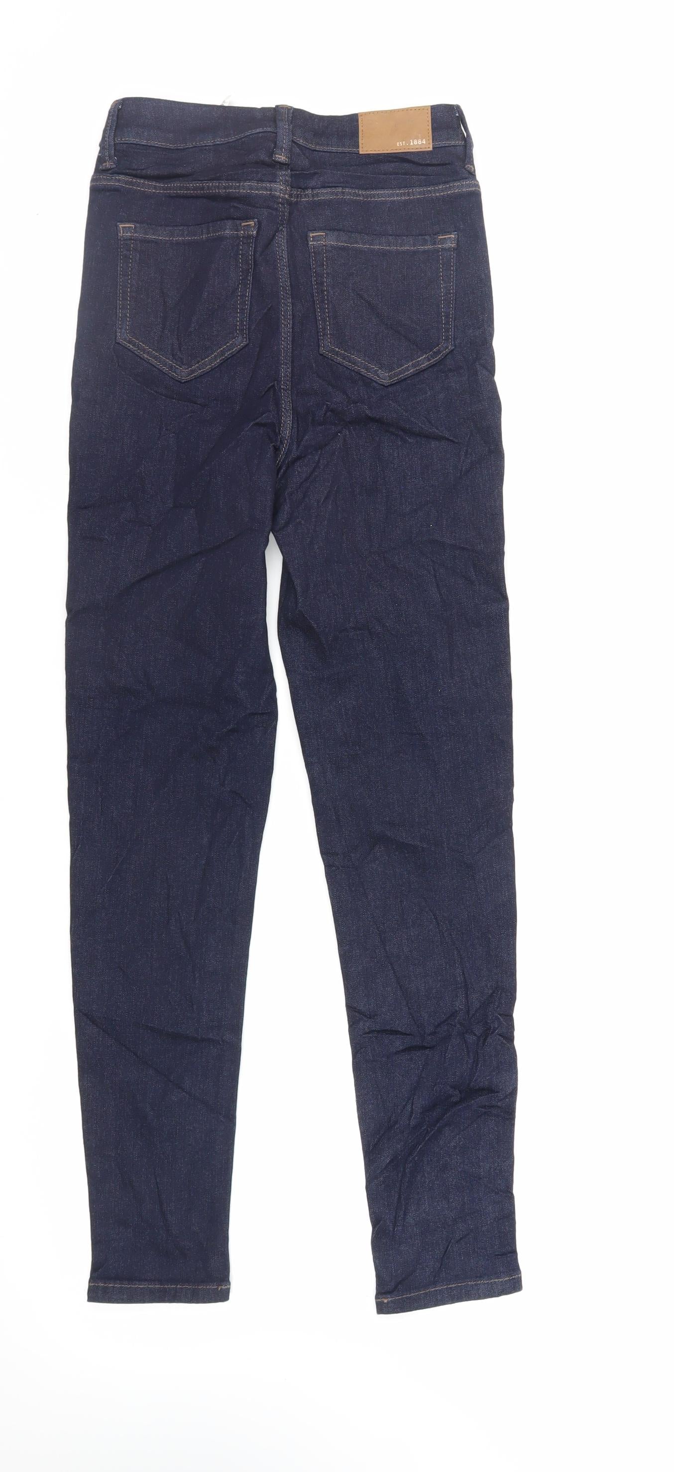 Marks and Spencer Womens Blue Cotton Skinny Jeans Size 6 L29 in Regular Zip
