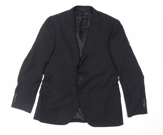 Marks and Spencer Mens Black Wool Jacket Suit Jacket Size 40 Regular
