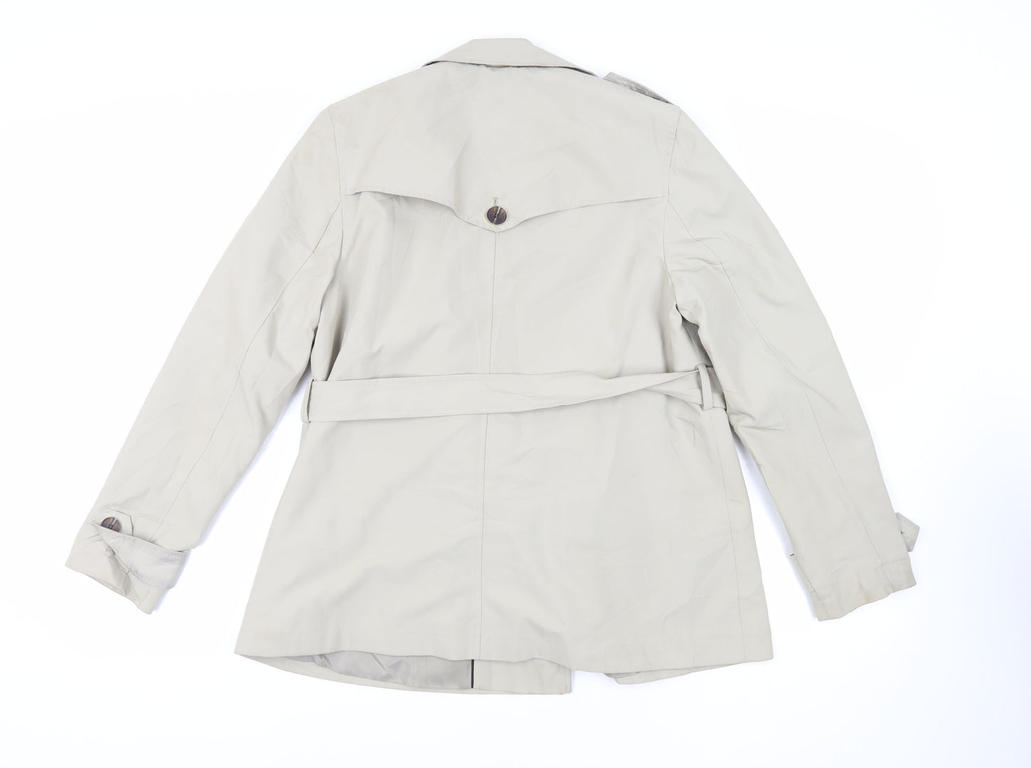 Marks and Spencer Womens Beige Pea Coat Coat Size 14 Button - Belted