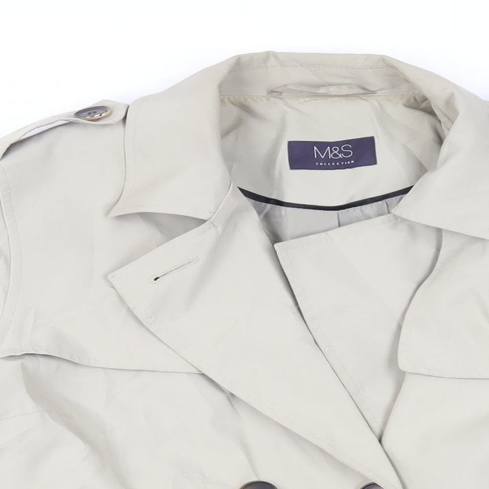 Marks and Spencer Womens Beige Pea Coat Coat Size 14 Button - Belted