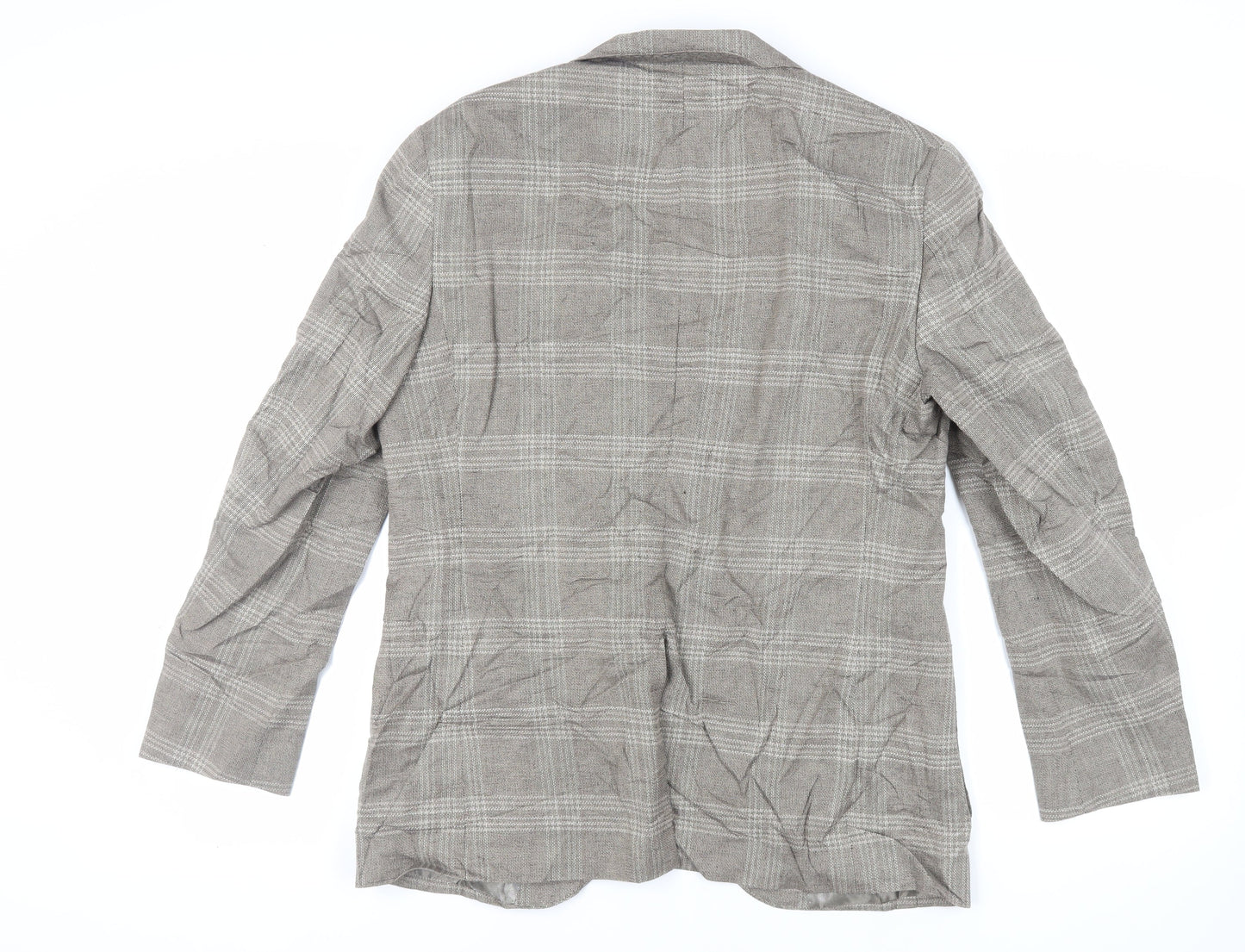 Marks and Spencer Mens Beige Plaid Cotton Jacket Suit Jacket Size 42 Regular