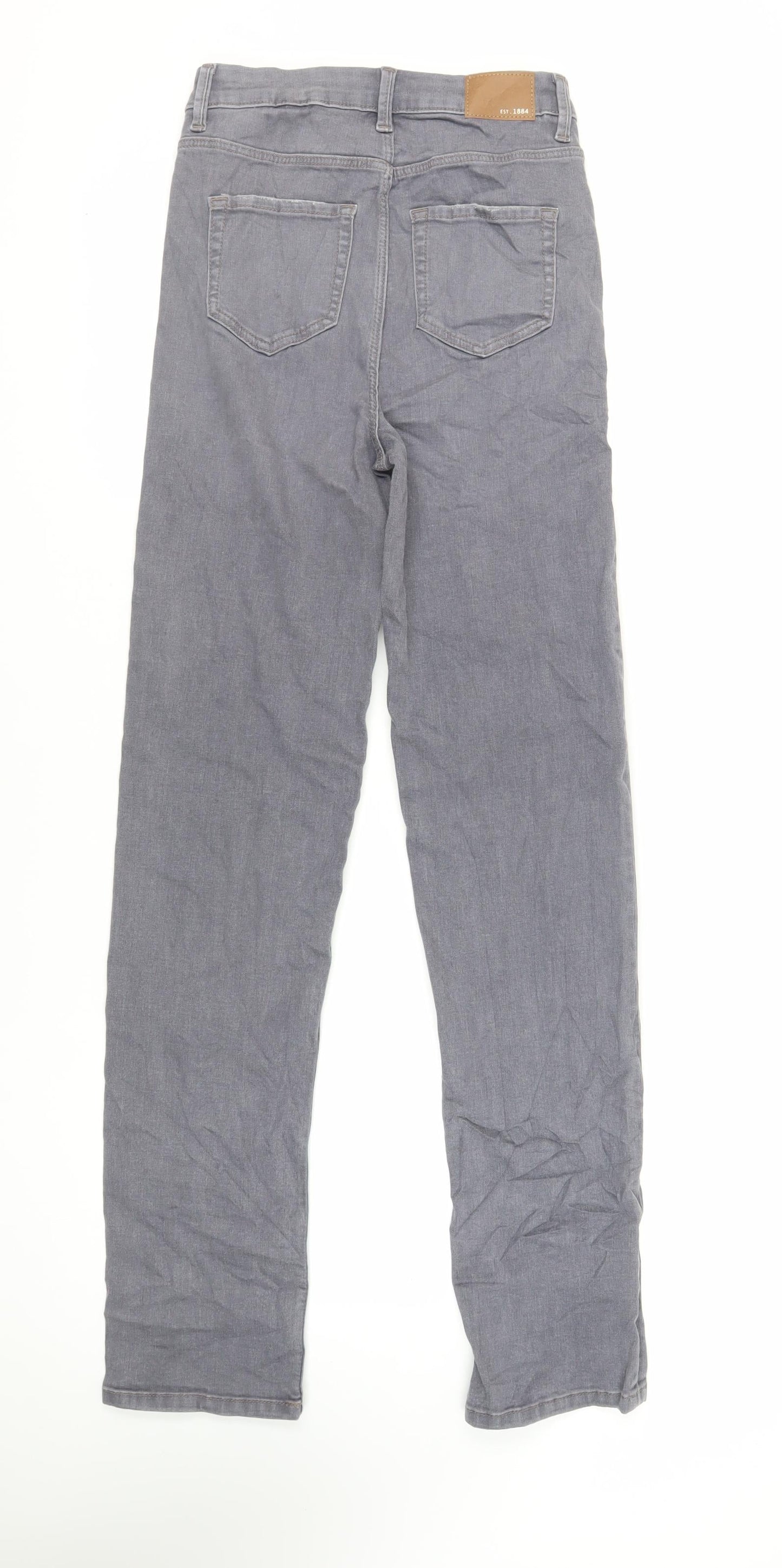 Marks and Spencer Womens Grey Cotton Straight Jeans Size 8 L32 in Regular Zip - Long Lenght
