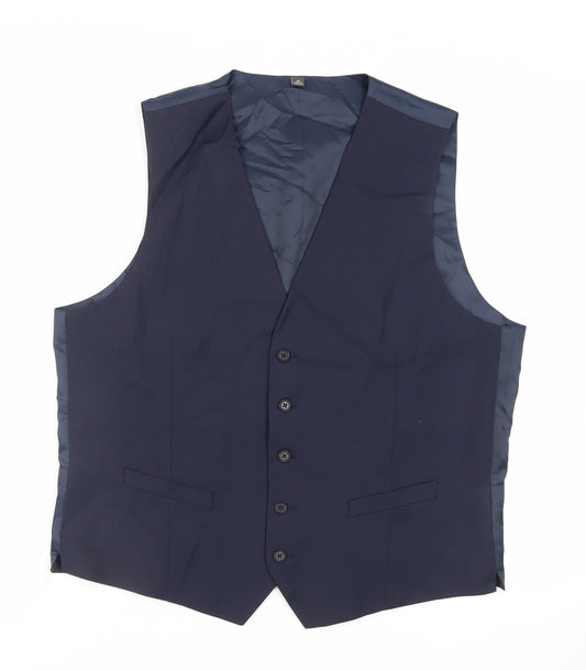 Marks and Spencer Mens Blue Polyester Jacket Suit Waistcoat Size 46 Regular
