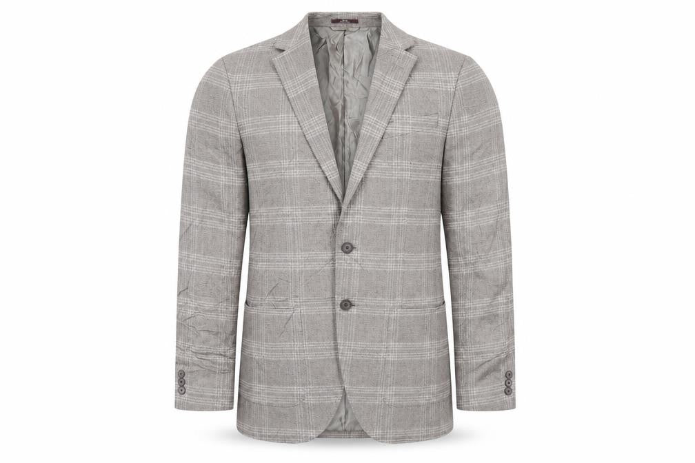 Marks & Spencer Mens Beige Plaid Cotton Jacket Blazer Size 38 Regular