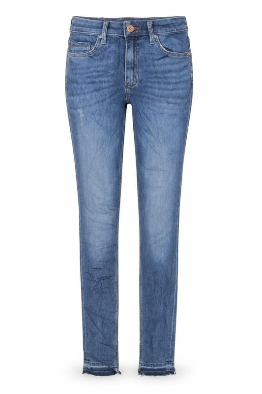 Marks & Spencer Womens Blue Cotton Skinny Jeans Size 6 L29 in Regular Zip - Raw Hem