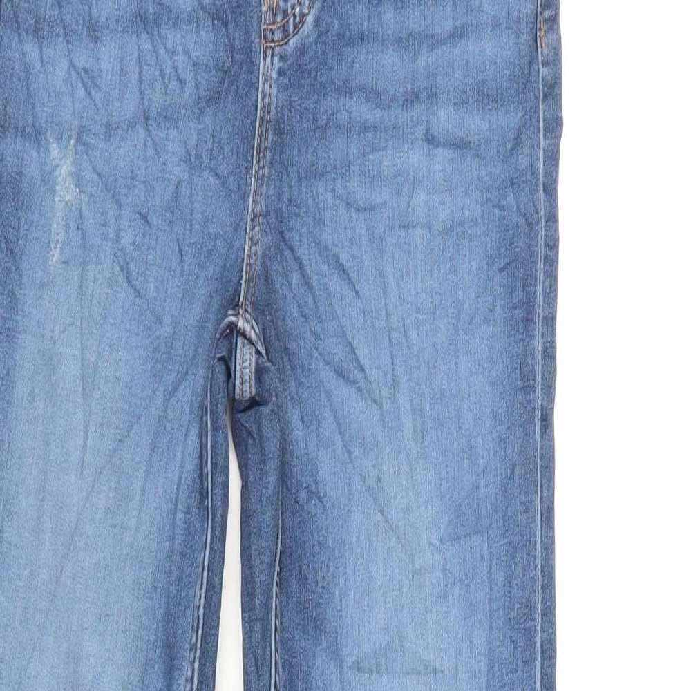 Marks and Spencer Womens Blue Cotton Skinny Jeans Size 6 L29 in Regular Zip - Raw Hem