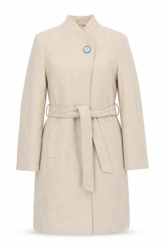 Marks & Spencer Womens Beige Overcoat Coat Size 14 Button - Belted