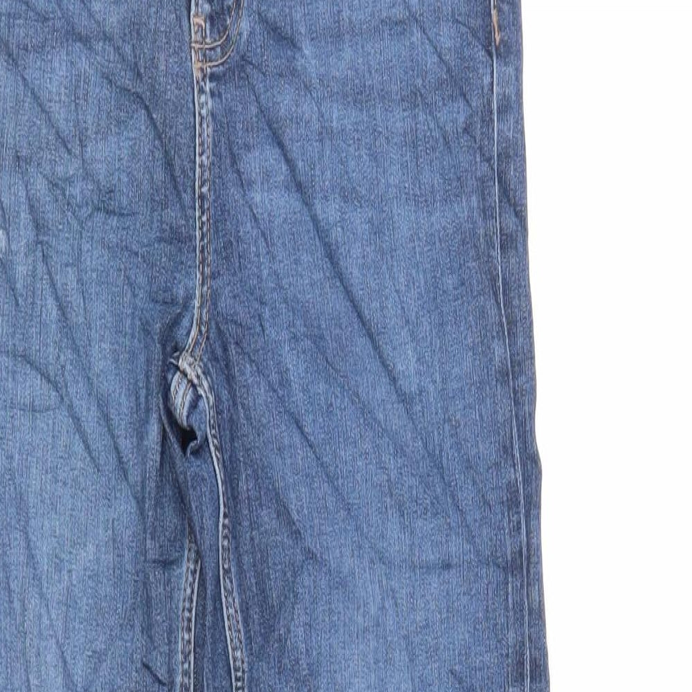 Marks and Spencer Womens Blue Cotton Skinny Jeans Size 8 L30 in Regular Zip - Raw Hem