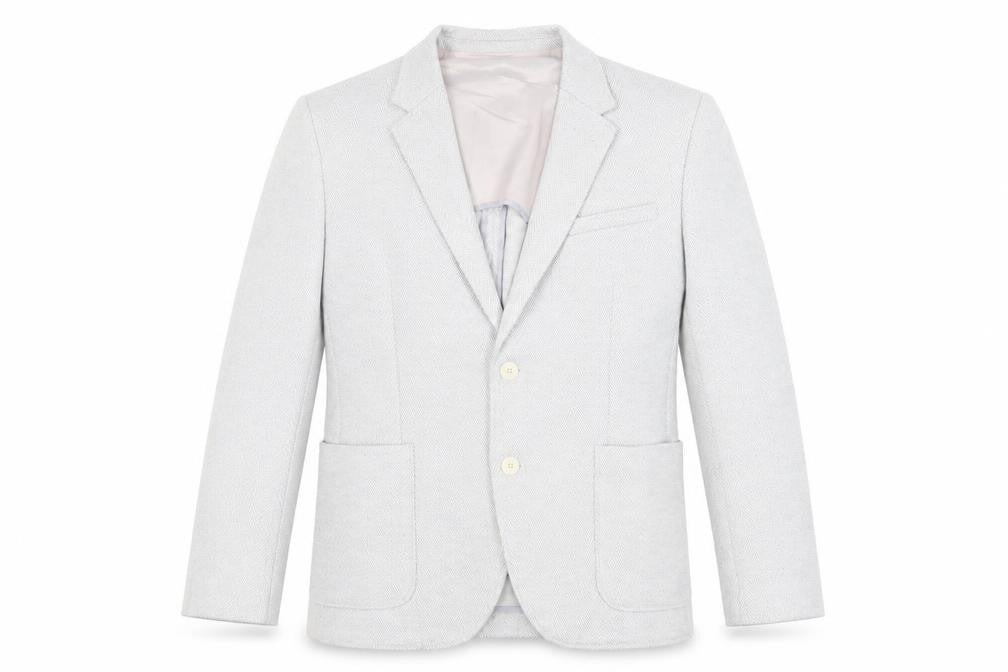 Marks & Spencer Mens Grey Herringbone Polyester Jacket Blazer Size 42 Regular