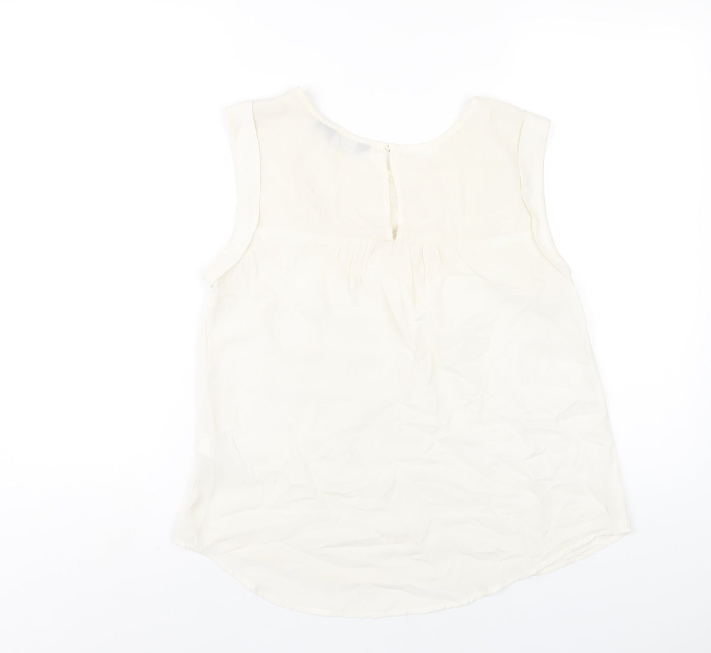 New Look Womens Ivory Polyester Basic Tank Size 12 Round Neck
